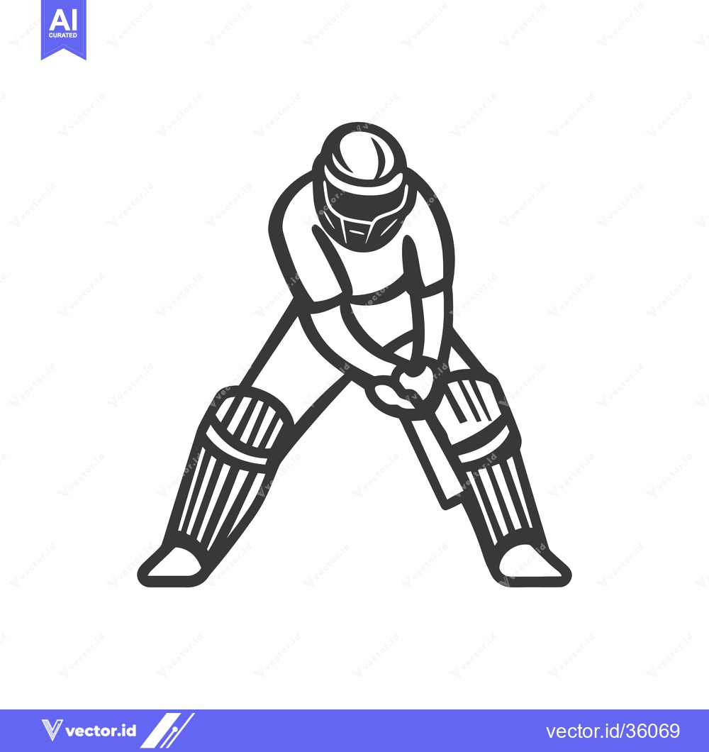 Premium Vector dari A cricket batsman wearing protective gear preparing to play
