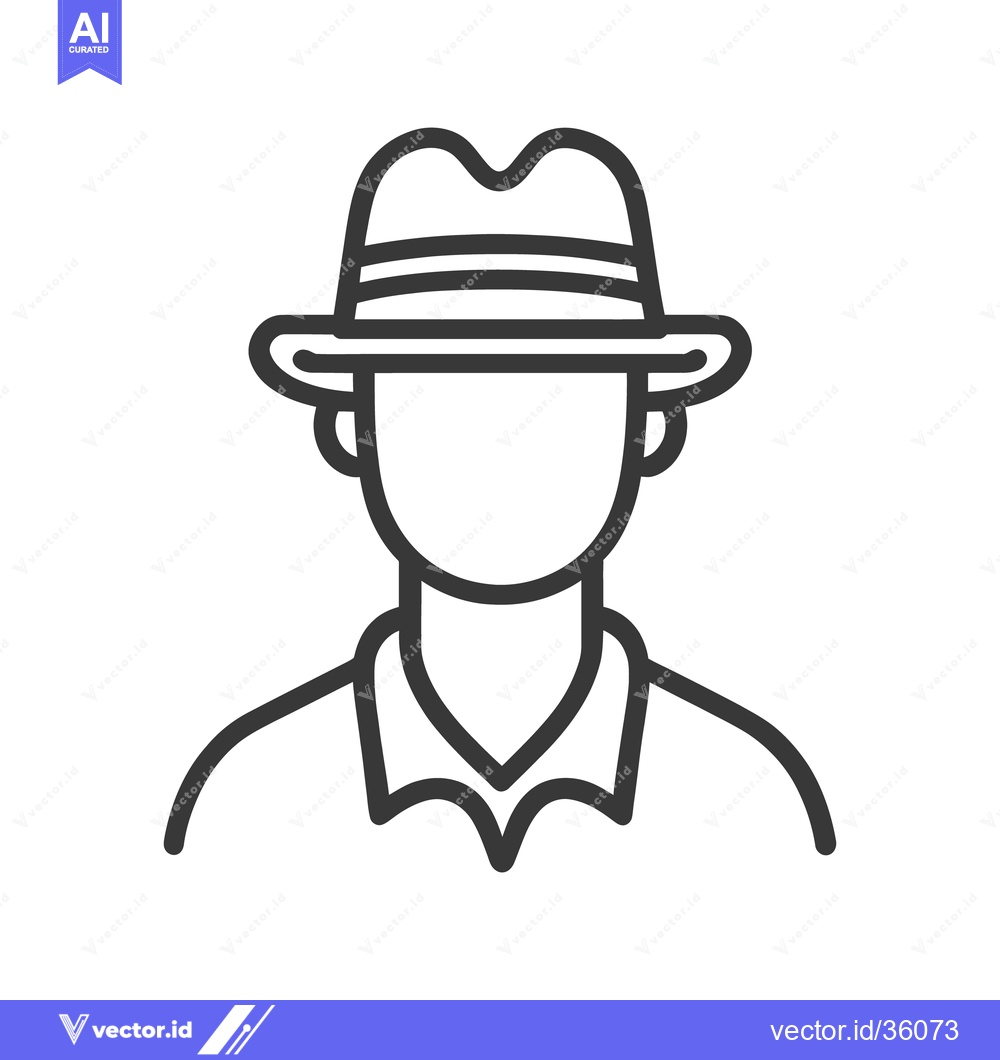 Premium Vector of Simple black line drawing of person wearing a hat
