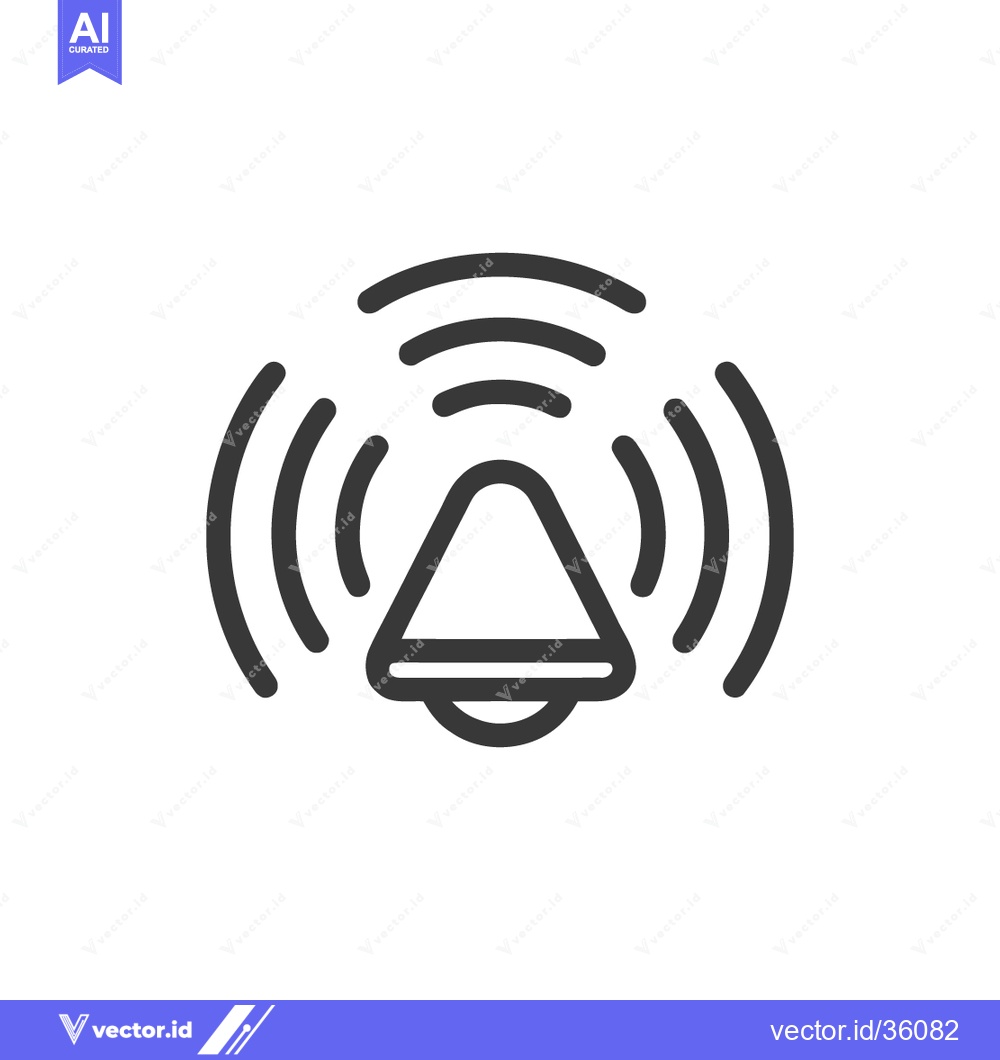 Premium Vector dari Ringing Bell Icon: Simple Outline with Sound Waves on White Background