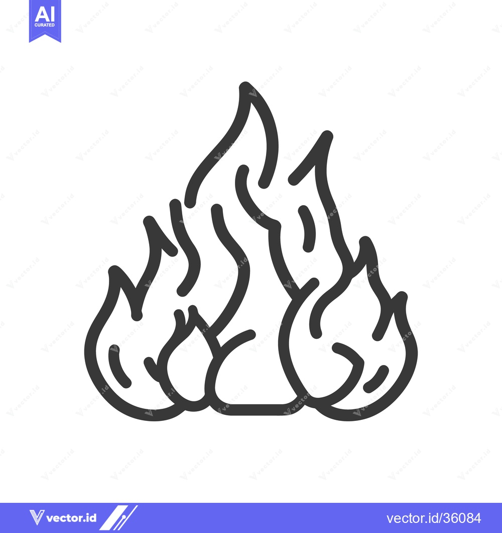Premium Vector dari A simple outlined illustration of a stylized flame with curves