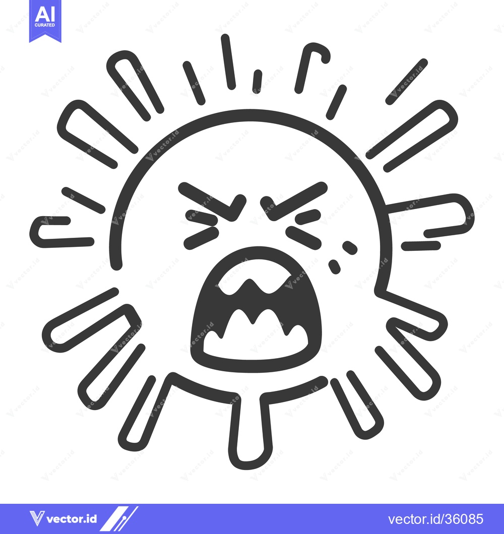 Premium Vector of A stylized illustration of an angry virus character with spikes