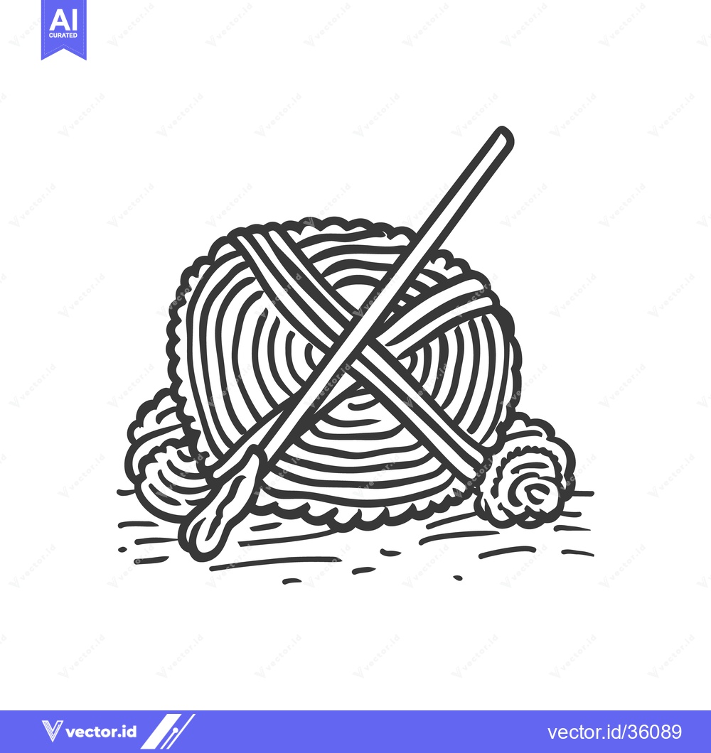 Premium Vector of A ball of yarn being crafted with knitting needles
