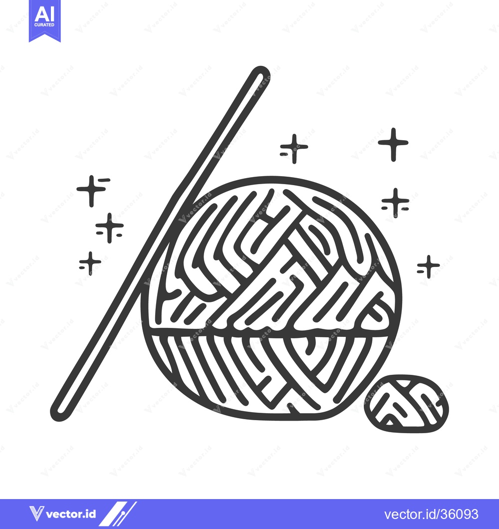 Premium Vector dari A drawing of a ball of yarn with knitting needles