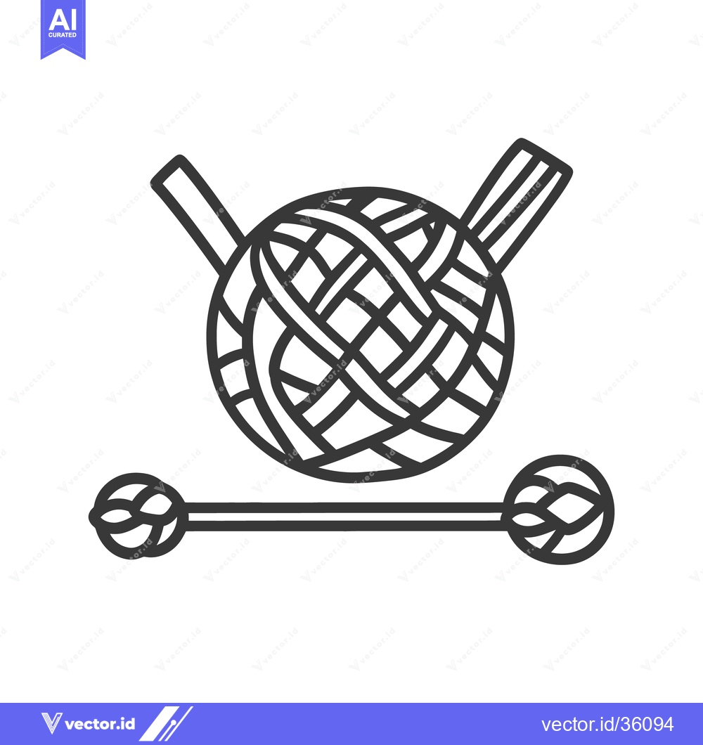 Premium Vector of Line drawing illustrating a ball of yarn and knitting needles