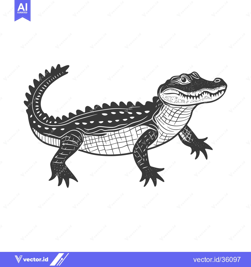 Premium Vector dari An illustration of an alligator walking on a white background
