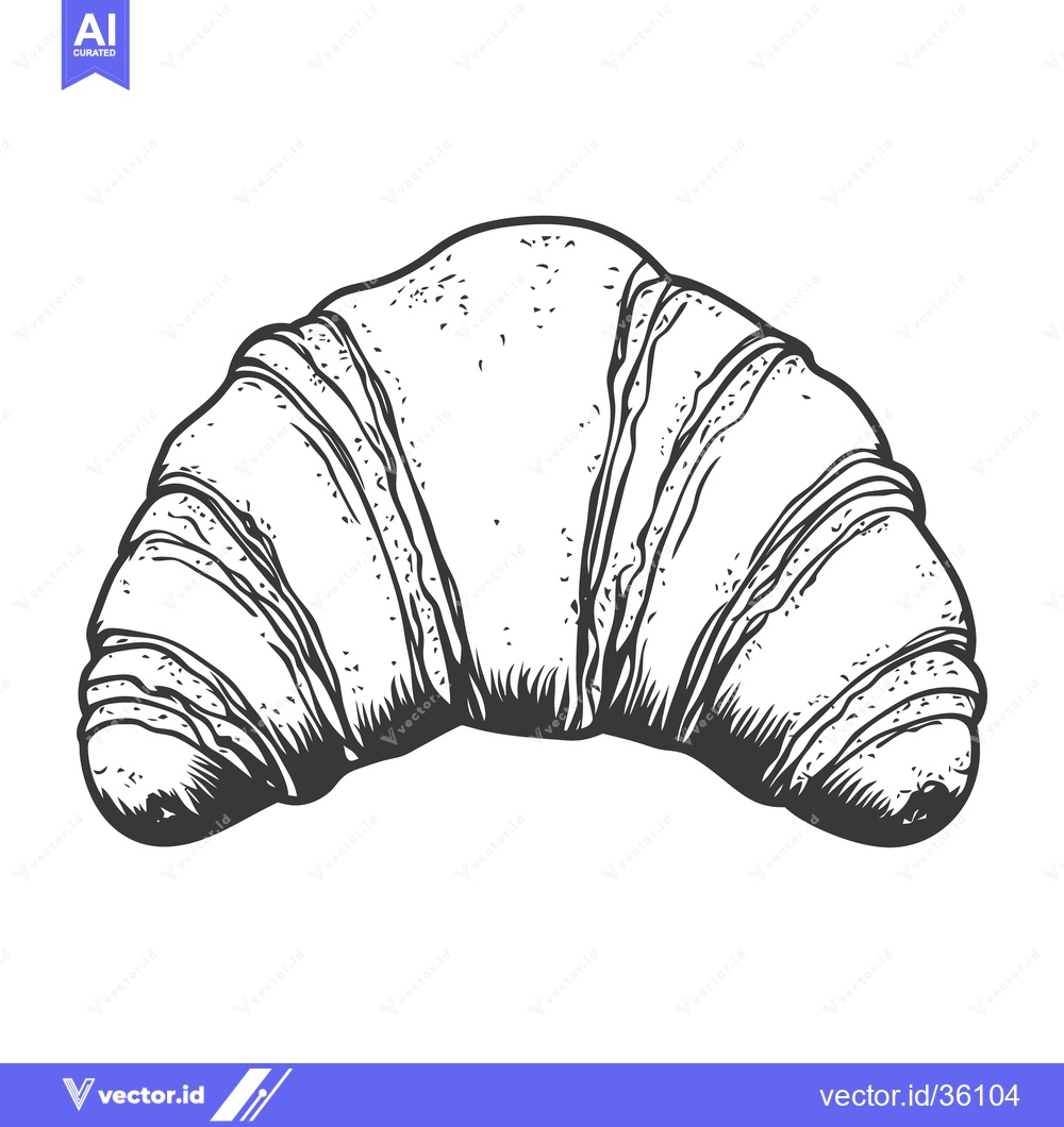Premium Vector of A detailed illustration of a delicious crescent shaped baked bread
