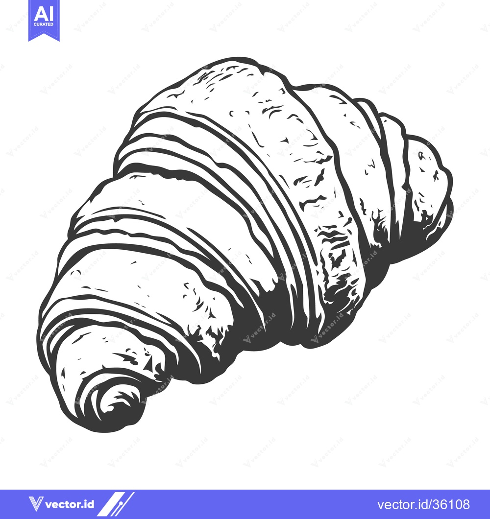 Premium Vector dari A detailed illustration depicts a fresh crescent shaped baked pastry i