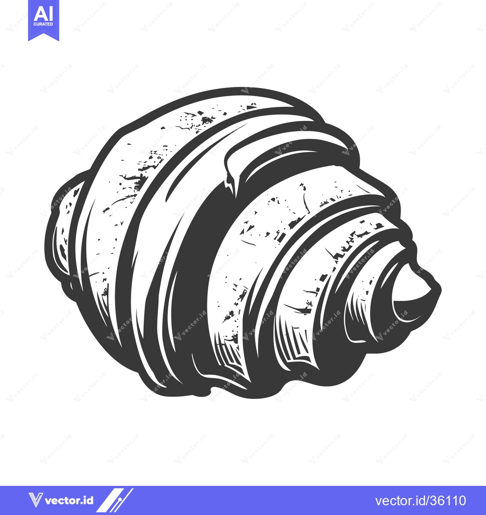 Premium Vector dari A detailed black and white illustration depicting a croissant