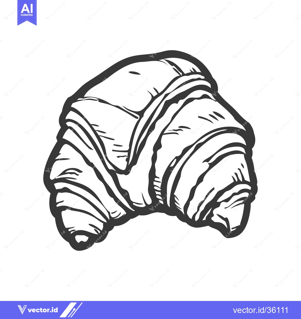 Premium Vector dari A black and white illustration of a freshly baked croissant pastry