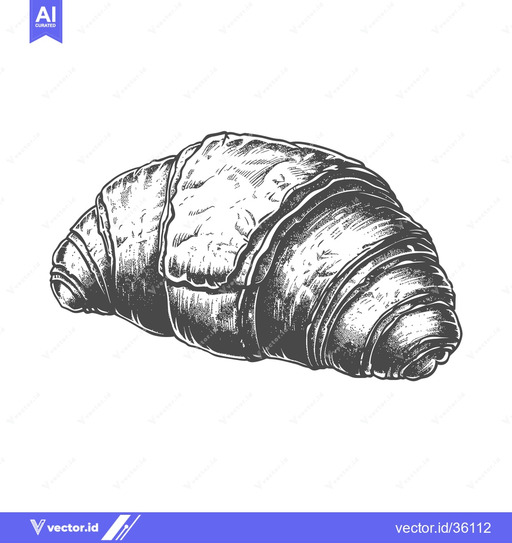 Premium Vector of A Detailed Hand Drawn Illustration Of A Croissant