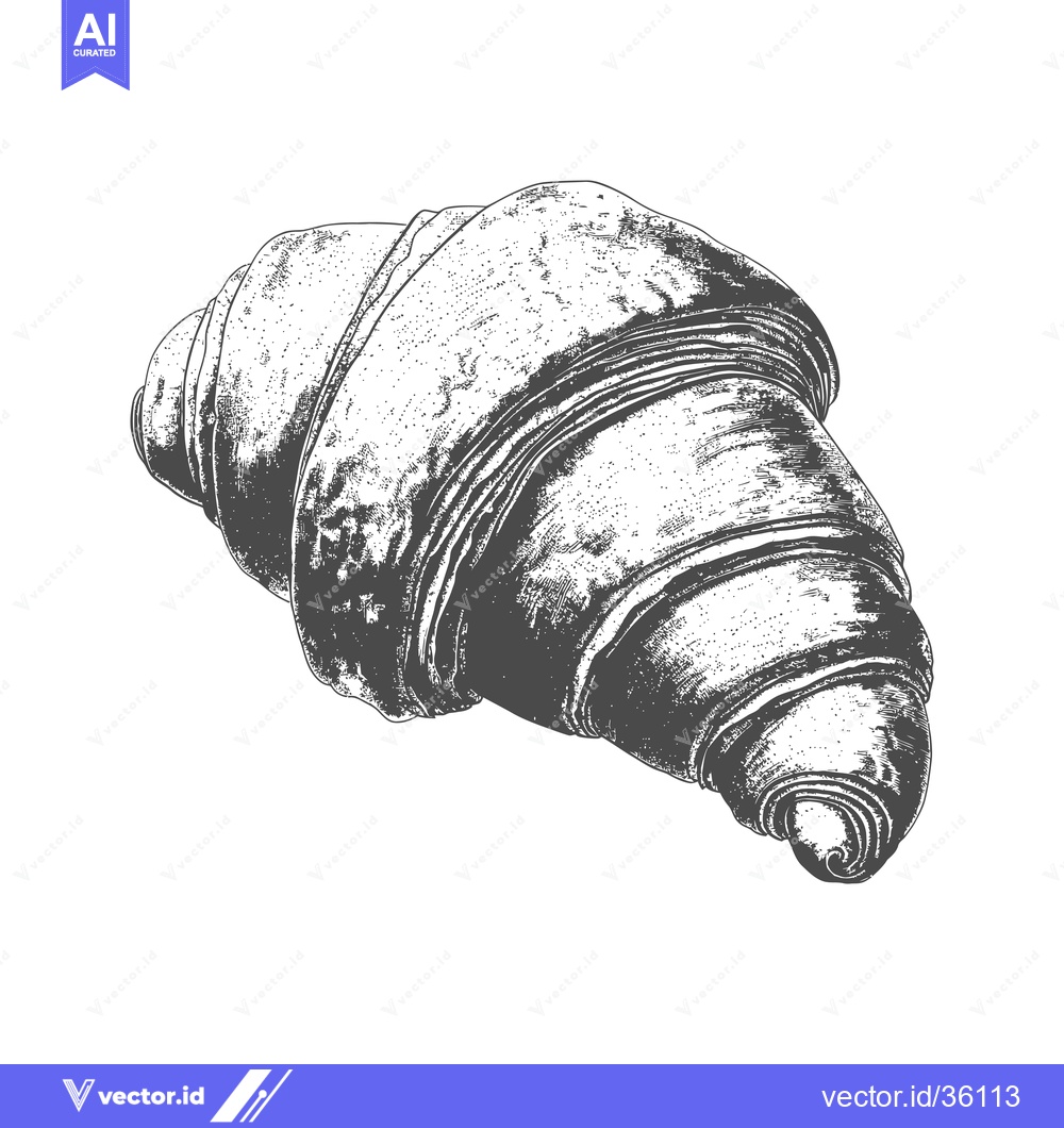 Premium Vector dari A Detailed Drawing Of A Delicious Croissant Pastry