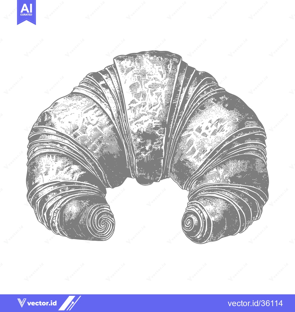 Premium Vector dari A Detailed Engraving Of A Single Croissant