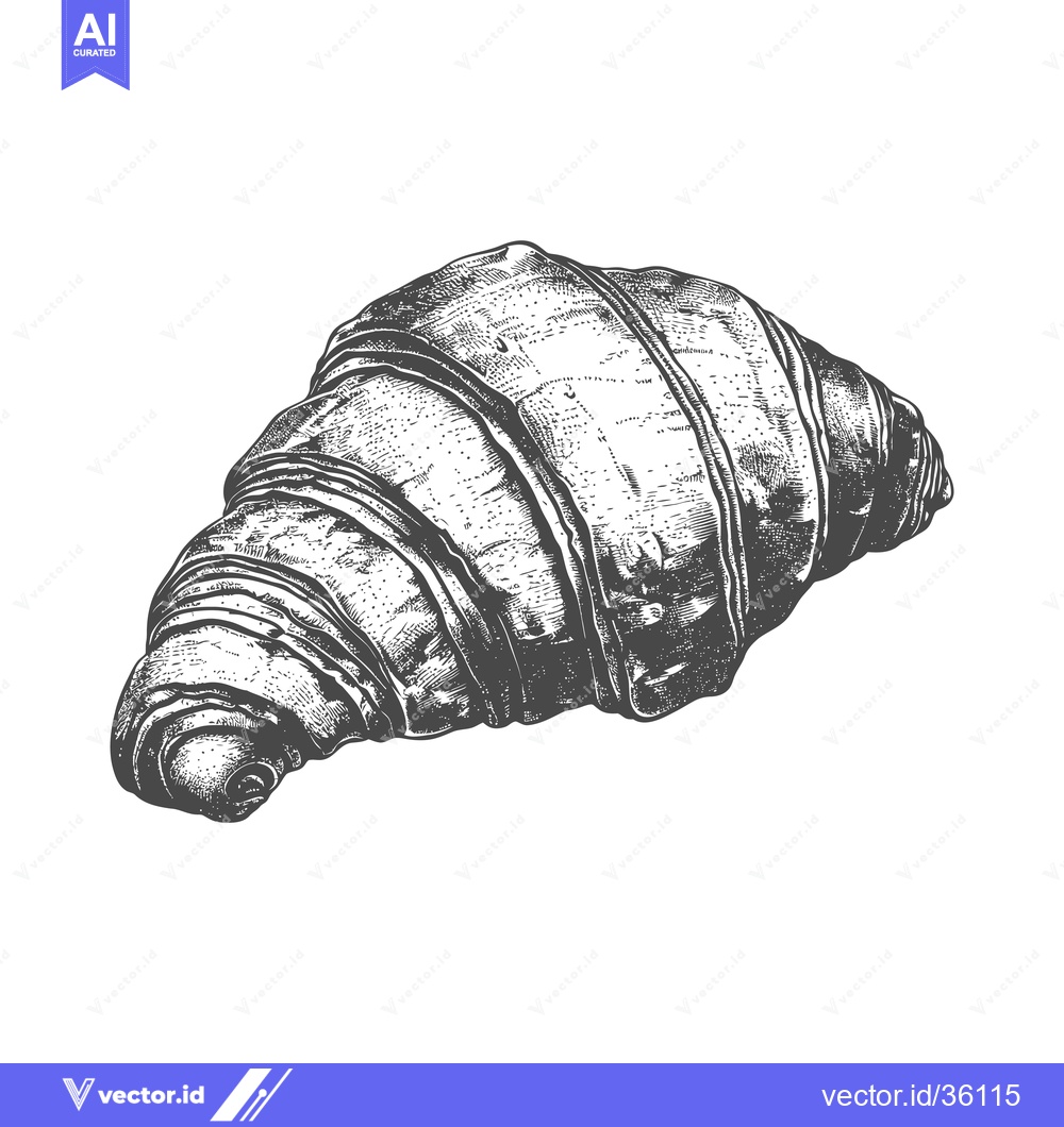 Premium Vector of A Detailed Hand Drawn Illustration Of A Croissant