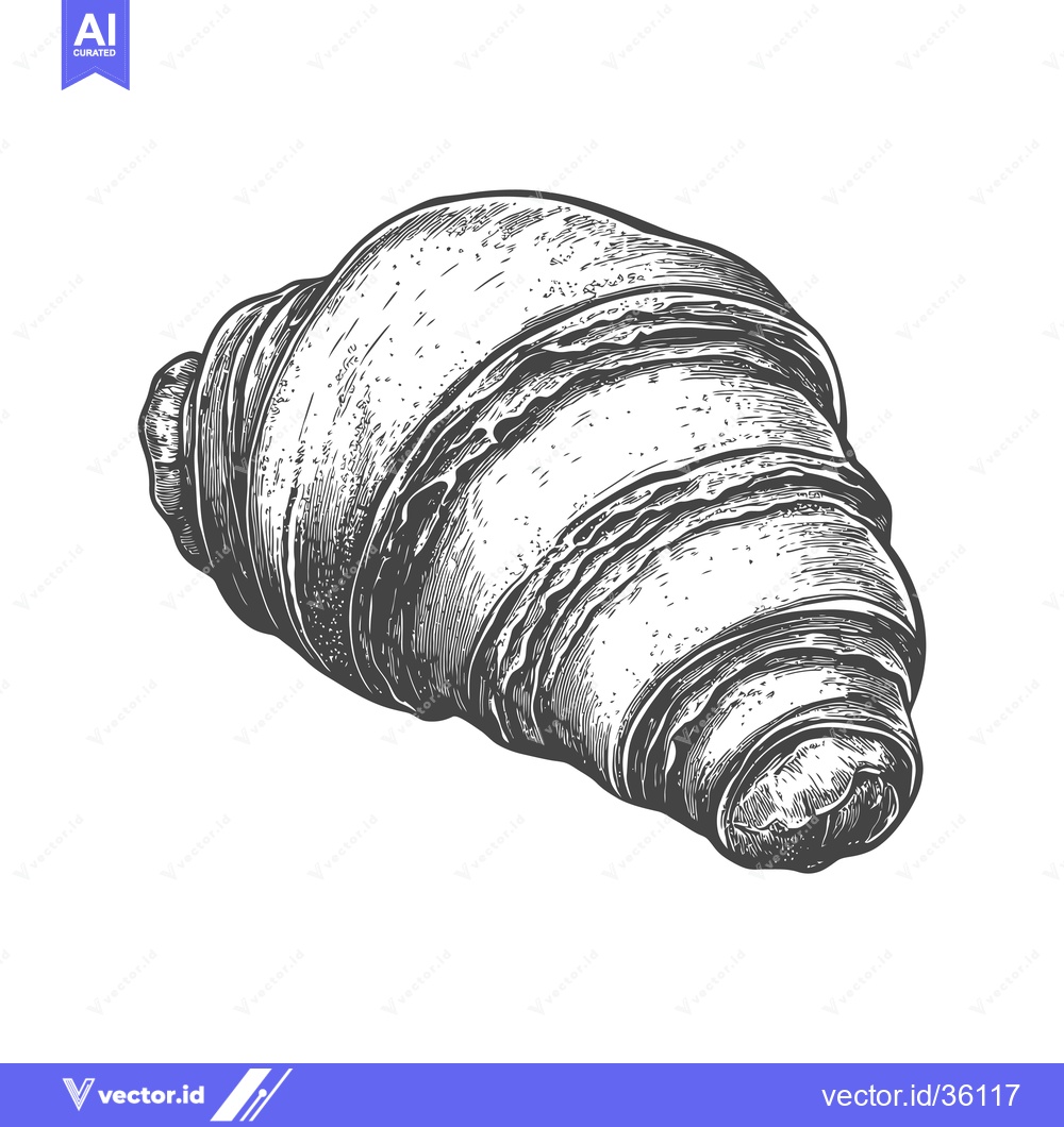Premium Vector dari A Detailed Hand Drawn Illustration Of A Croissant