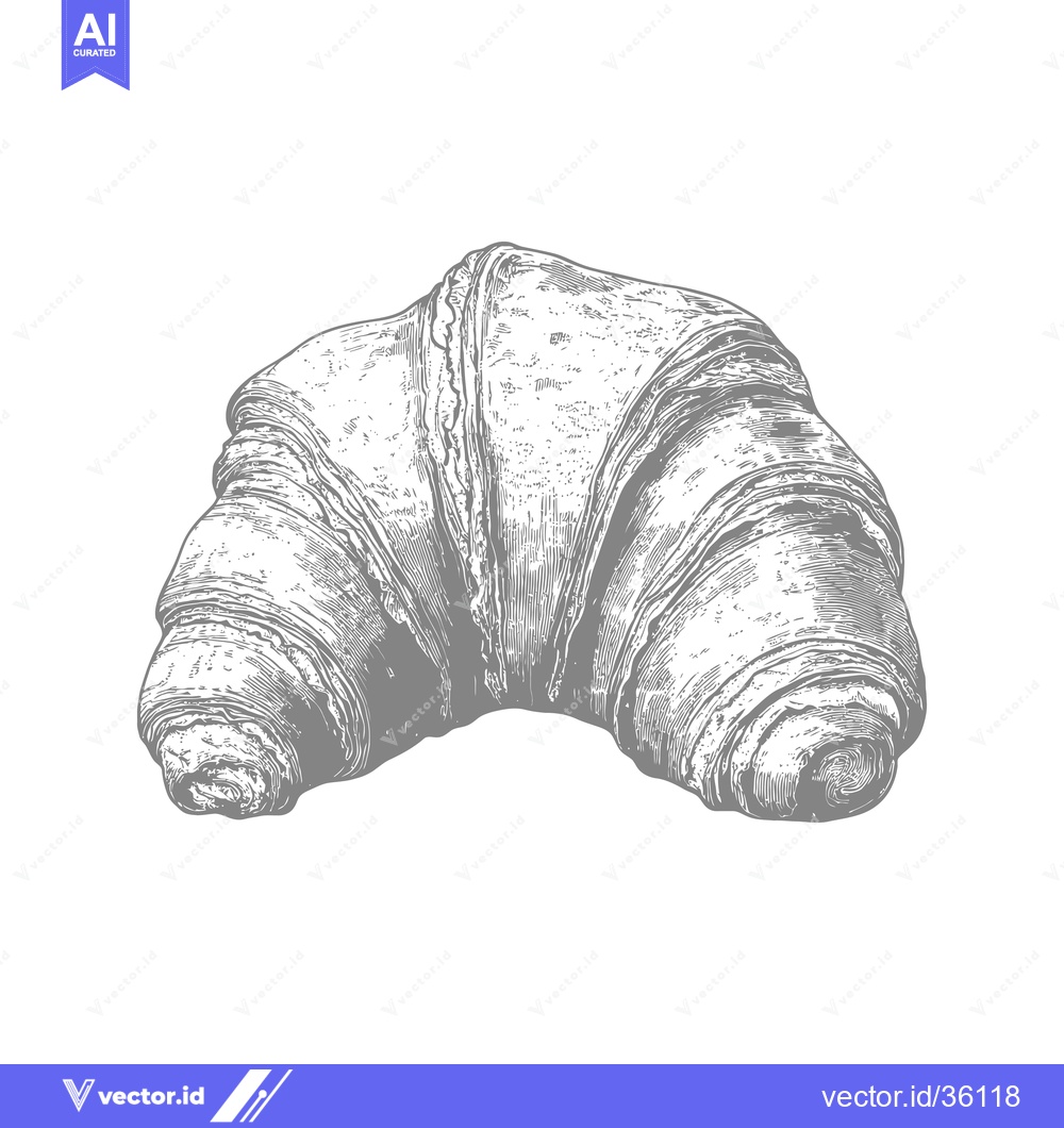 Premium Vector dari A Detailed Drawing Of A Single Croissant Pastry
