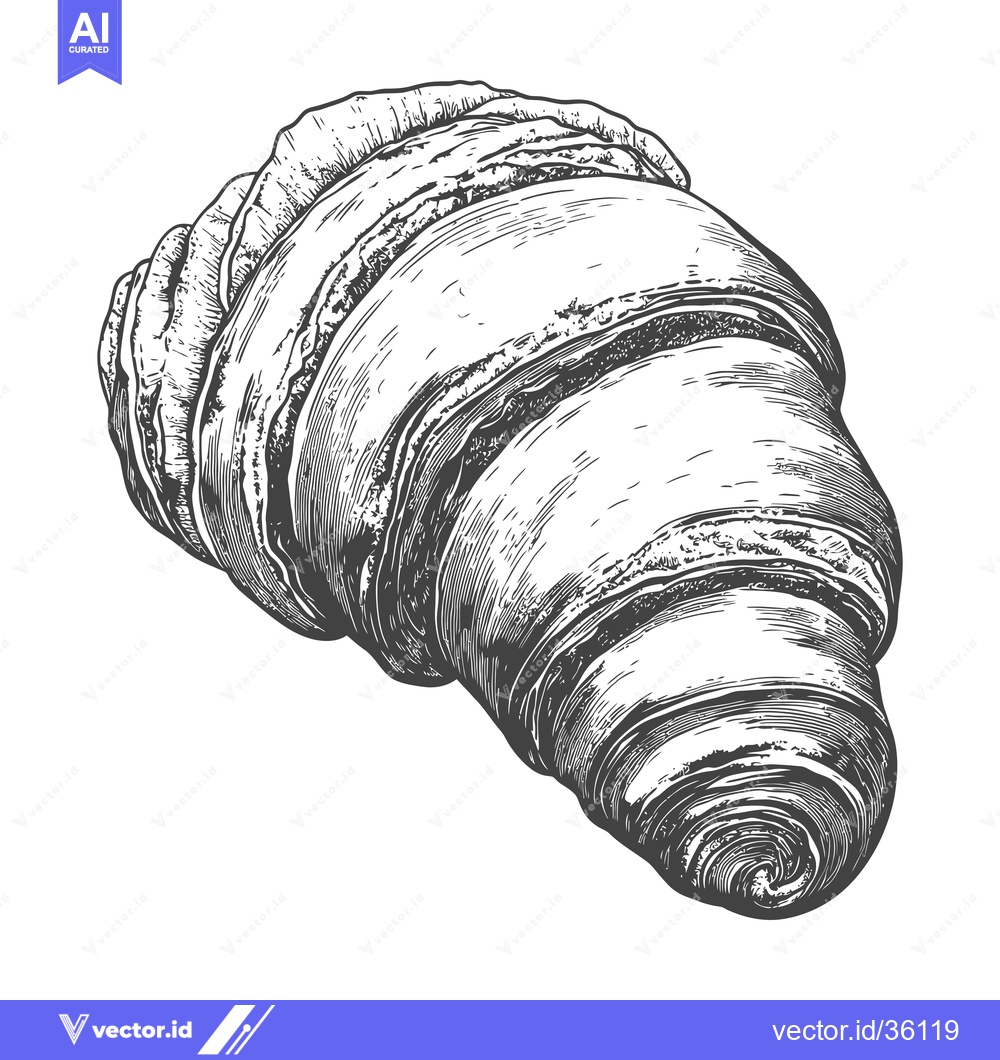 Premium Vector dari A Detailed Line Drawing Of A Delicious Croissant