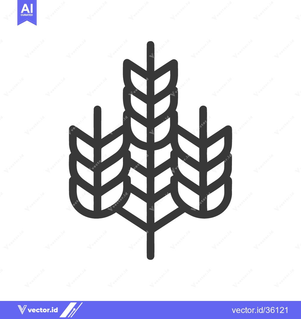 Premium Vector dari Minimalist Wheat Stalks Icon: Simple, Clean Design on White Background