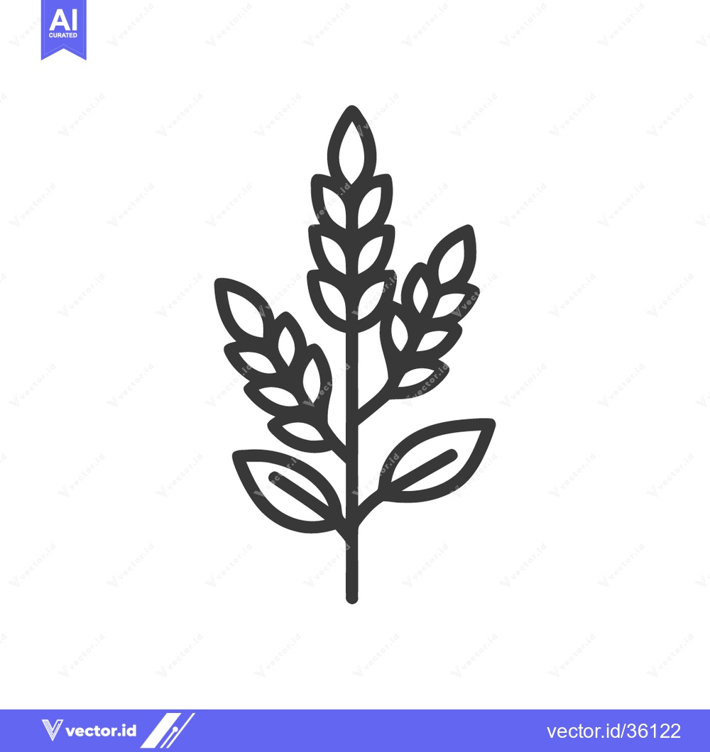 Premium Vector dari Minimalist Wheat Stalk Icon: Simple Outline on White Background