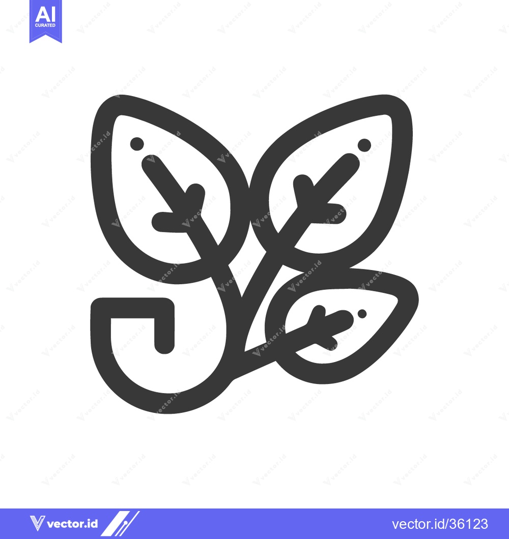Premium Vector dari Minimalist Leaf Icon: Stylized Foliage with Bold Outline on White Back