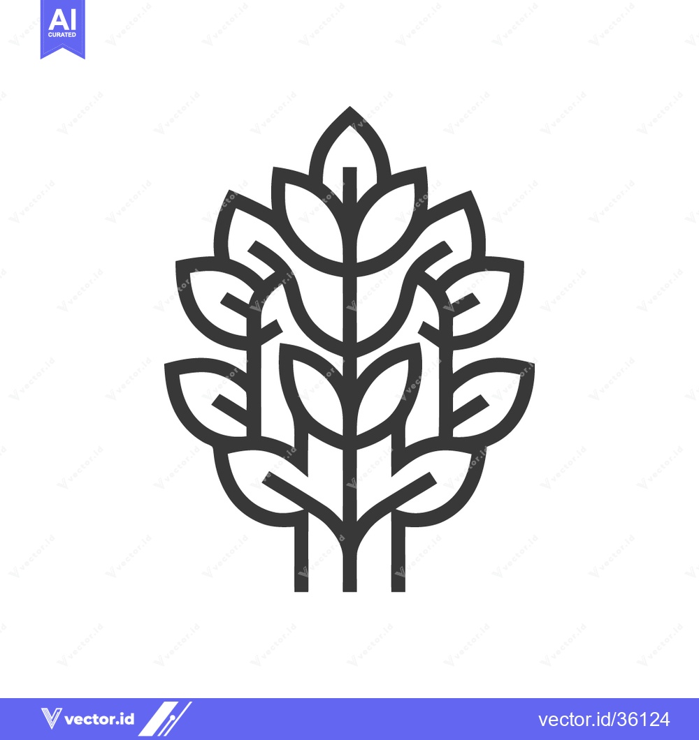 Premium Vector dari Minimalist Wheat Stalk Icon: Clean Line Art Design on White Background