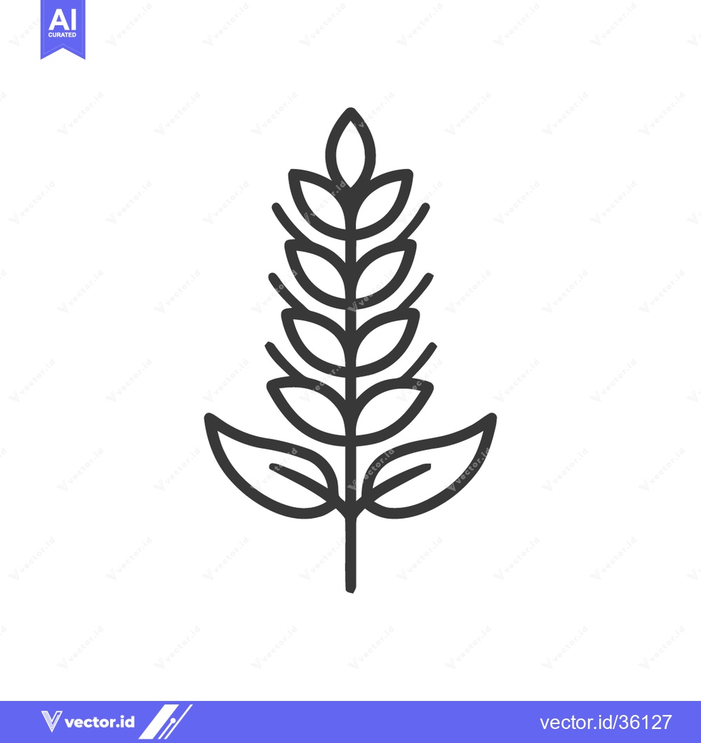 Premium Vector of Minimalist Wheat Stalk Icon: Clean Line Art on White Background