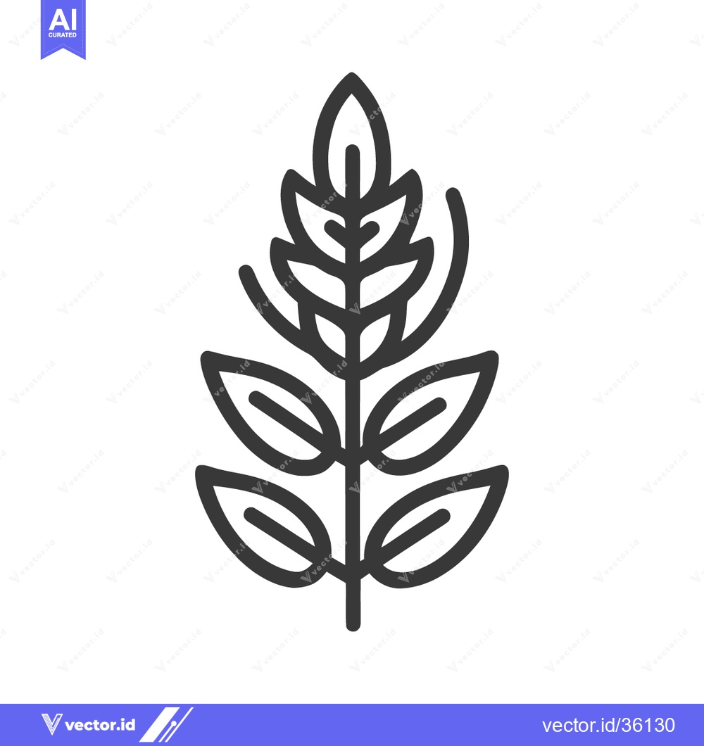 Premium Vector dari Minimalist Wheat Stalk Icon: Clean Line Art on White Background