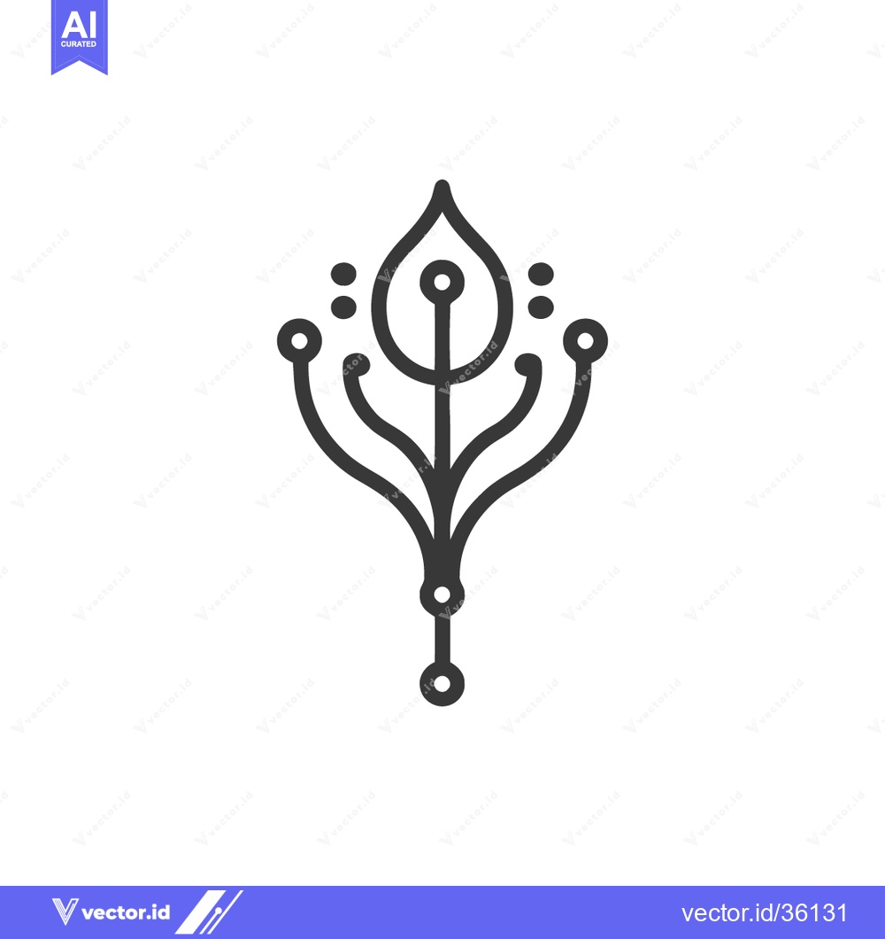 Premium Vector dari Minimalist Tech-Inspired Floral Icon with Geometric Precision on White