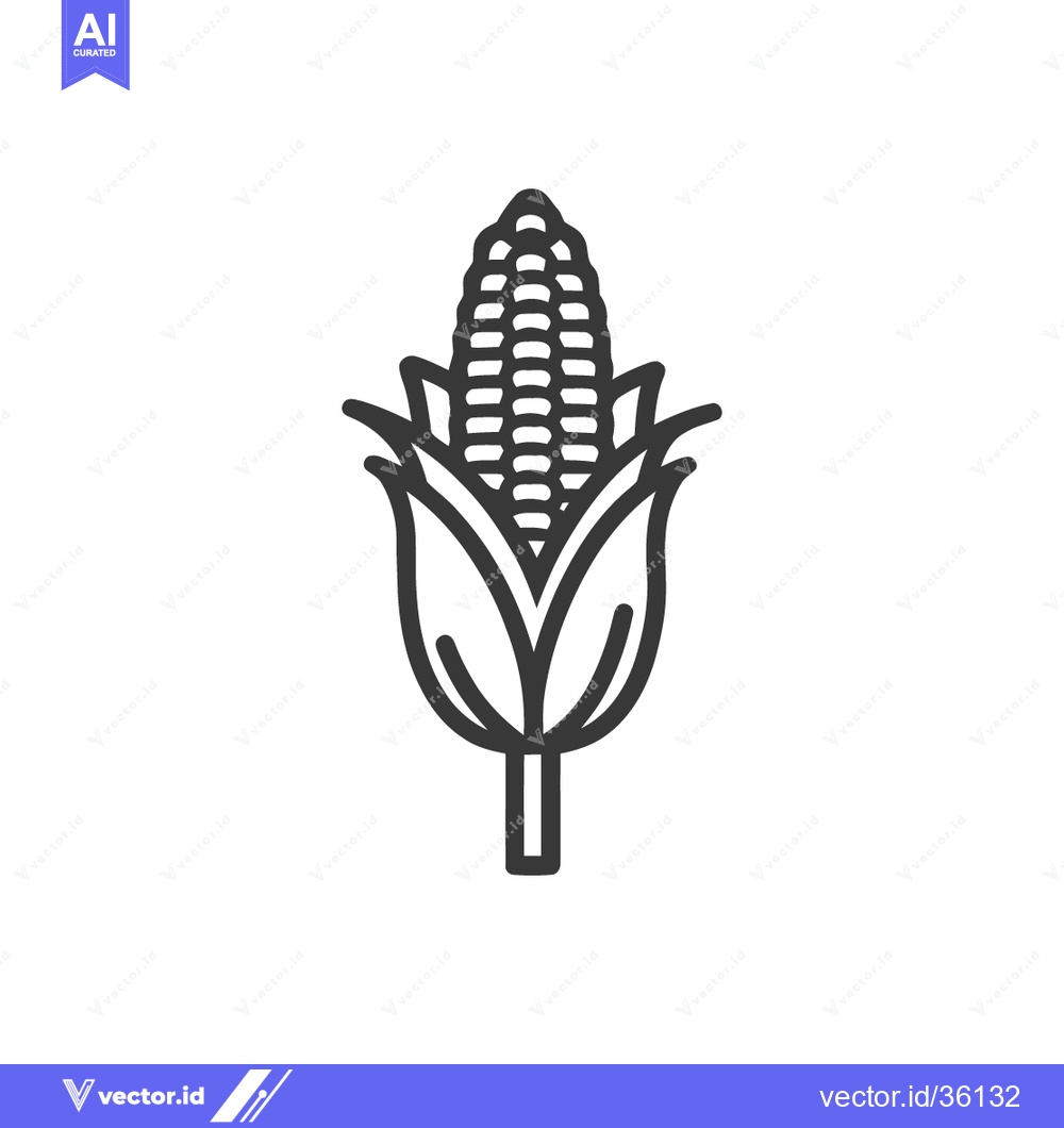 Premium Vector dari Minimalist Corn Cob Icon: Simple Line Art Illustration on White Backgr