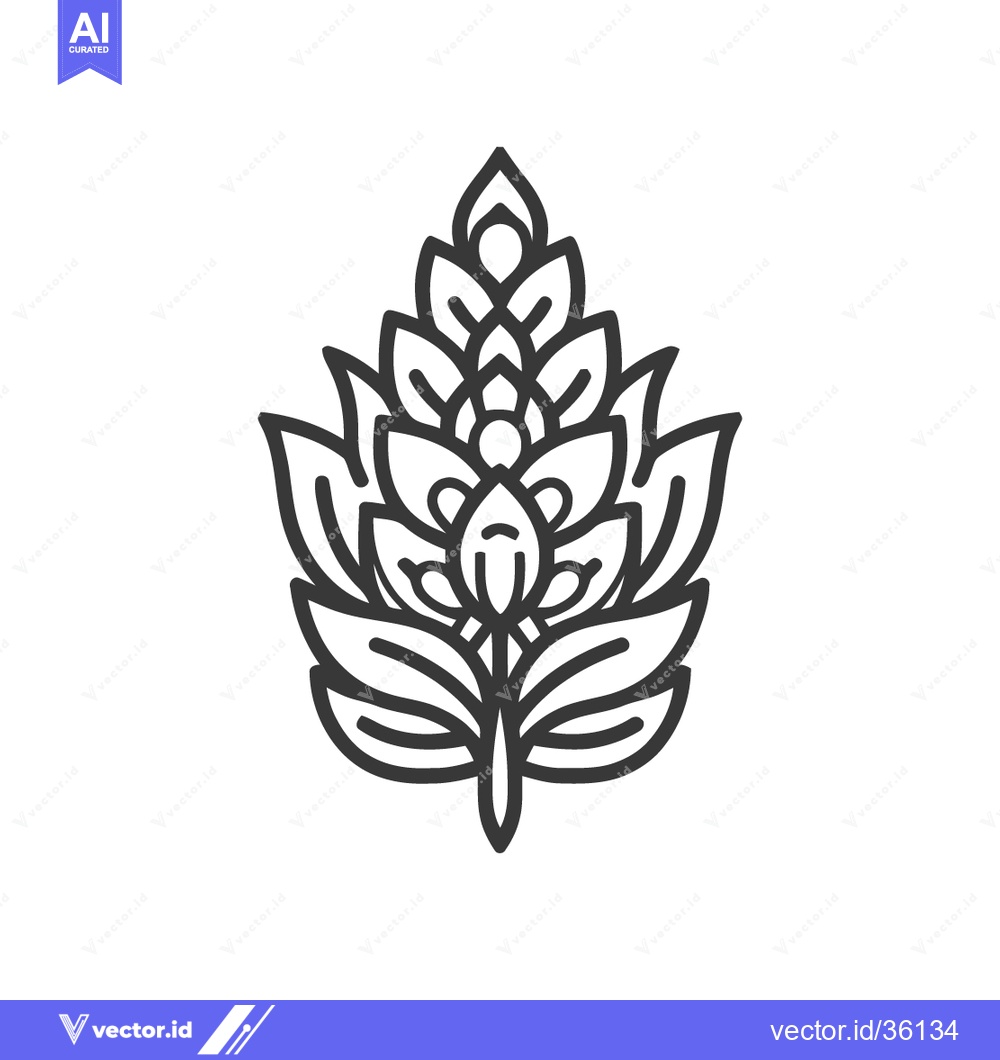 Premium Vector of Stylized Hop Cone Outline: Minimalist Botanical Design on White Backgr