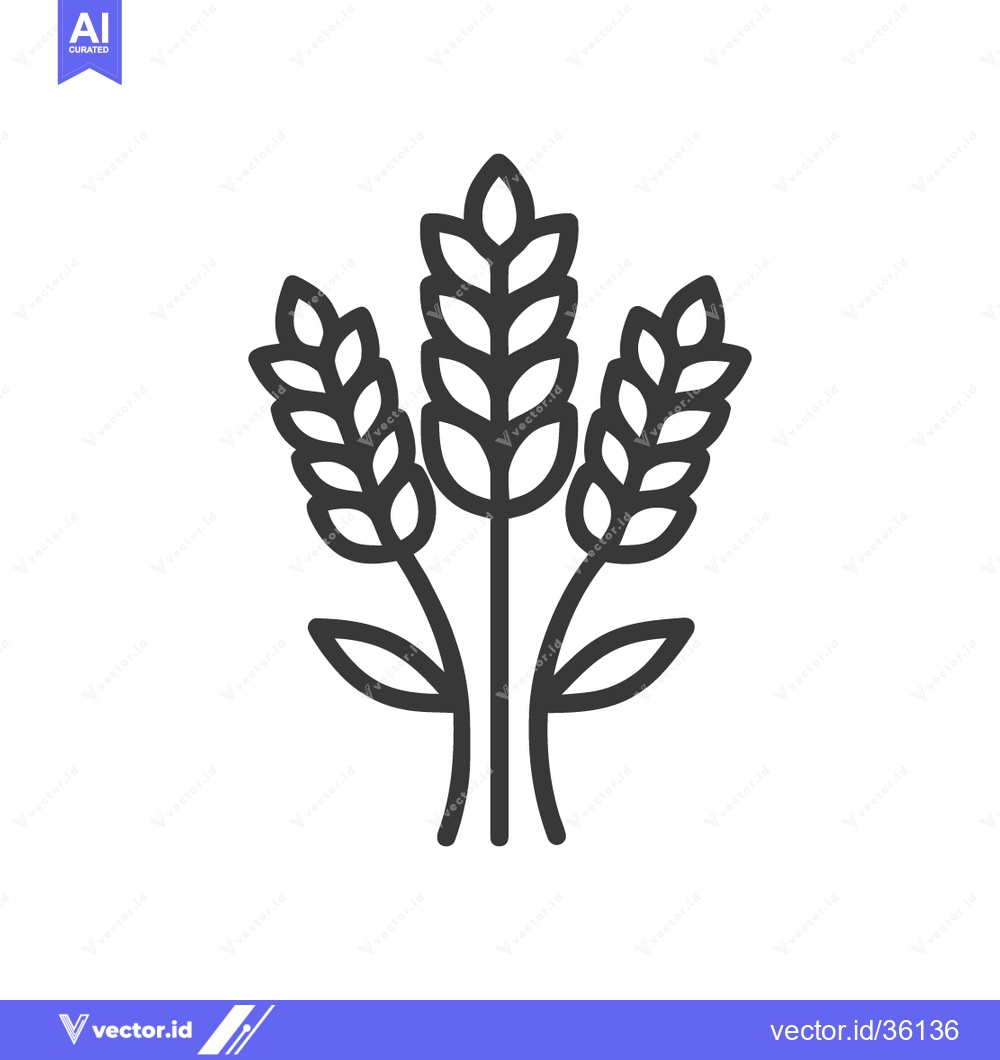 Premium Vector of Minimalist Wheat Stalk Icon: Simple, Clean, Agricultural Symbol on Whi