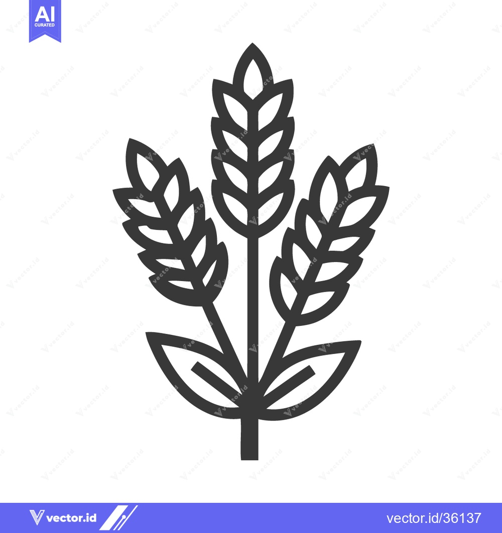 Premium Vector dari Minimalist Wheat Stalk Icon: Bold Outline, Agricultural Symbolism, Sim