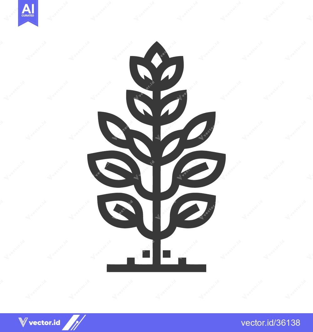 Premium Vector dari Minimalist Plant Icon: Stylized Growth with Dark Gray Outline on White
