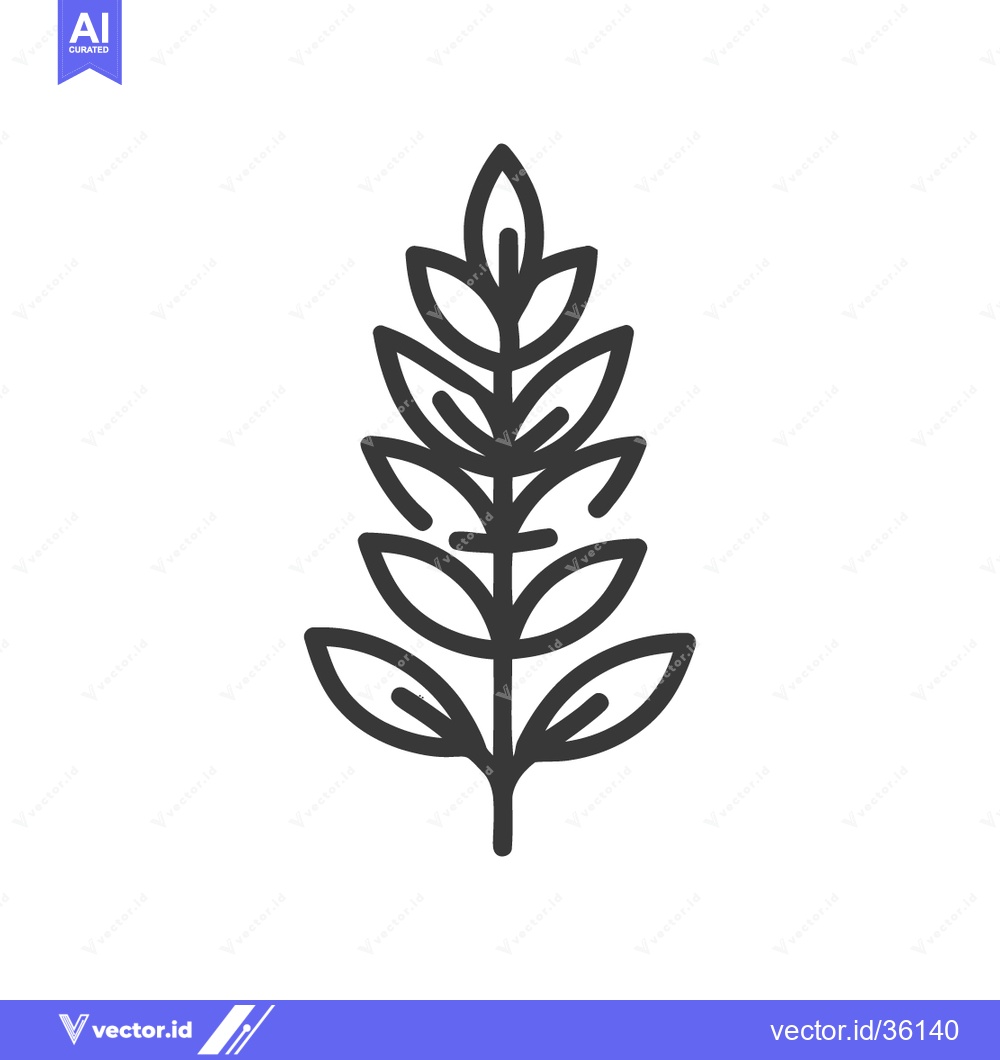 Premium Vector dari Minimalist Wheat Stalk Icon: Elegant Outline on White Background