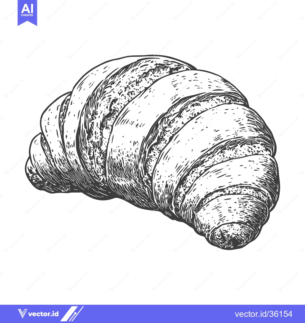 Premium Vector dari A Detailed Hand Drawn Illustration Of A Croissant