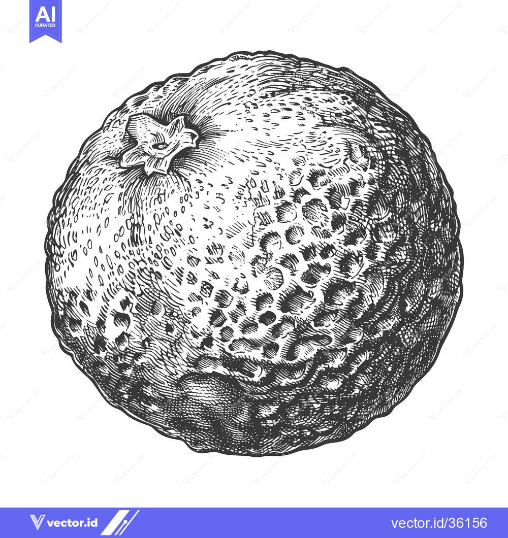 Premium Vector dari Detailed Engraving of a Single Pomelo Fruit