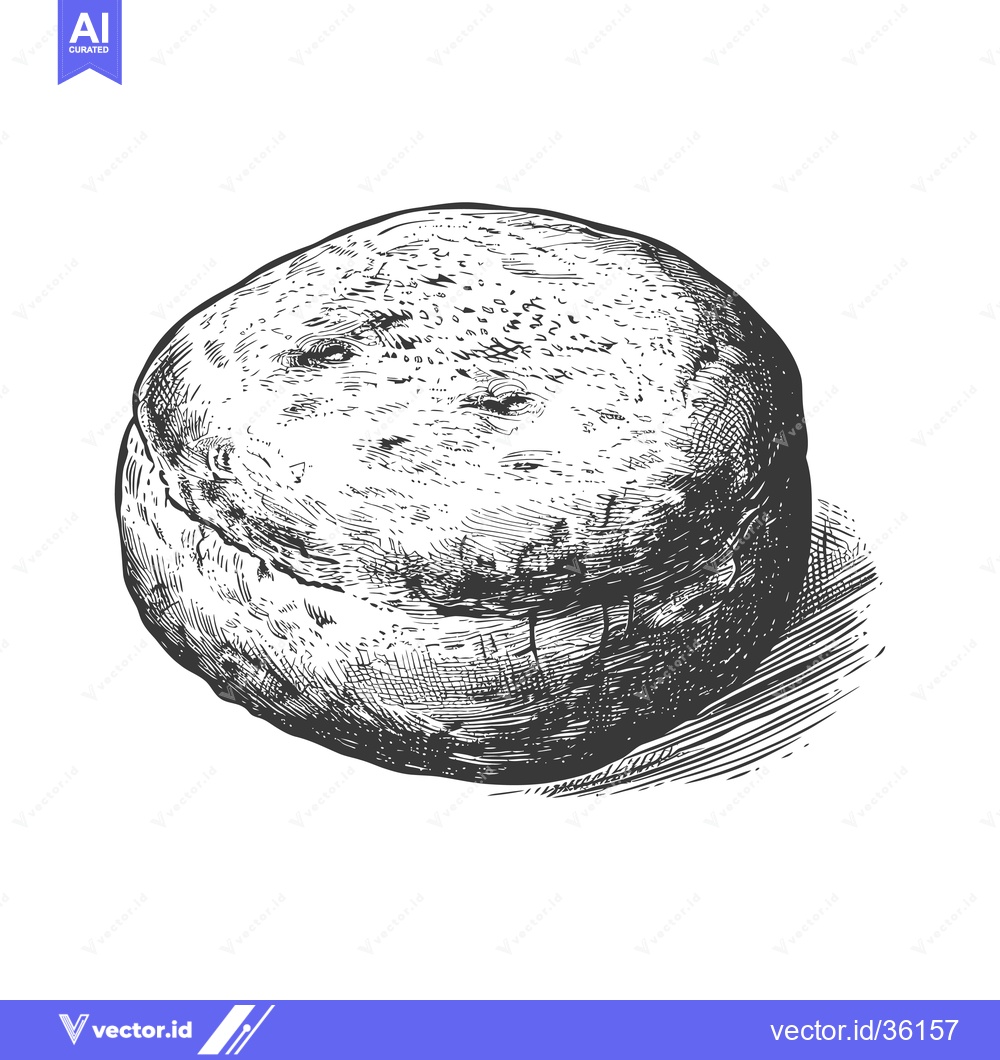 Premium Vector dari Hand Drawn Sketch Of A Round Baked Bread