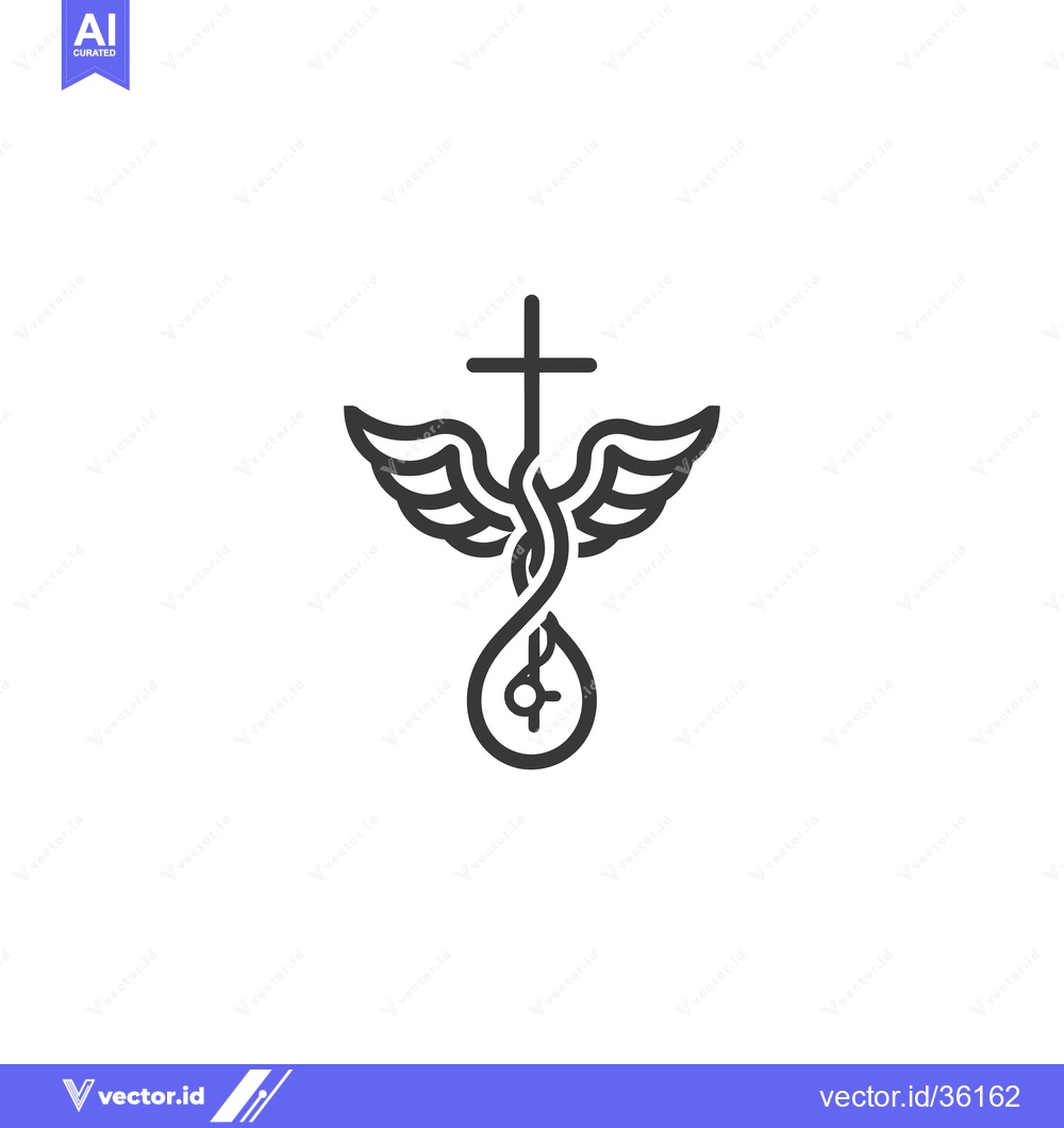 Premium Vector dari Cross with Wings and a Drop Symbol