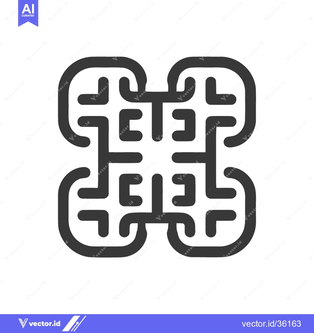 Premium Vector dari Abstract Geometric Shape: Interconnected Rounded Square Maze Design in