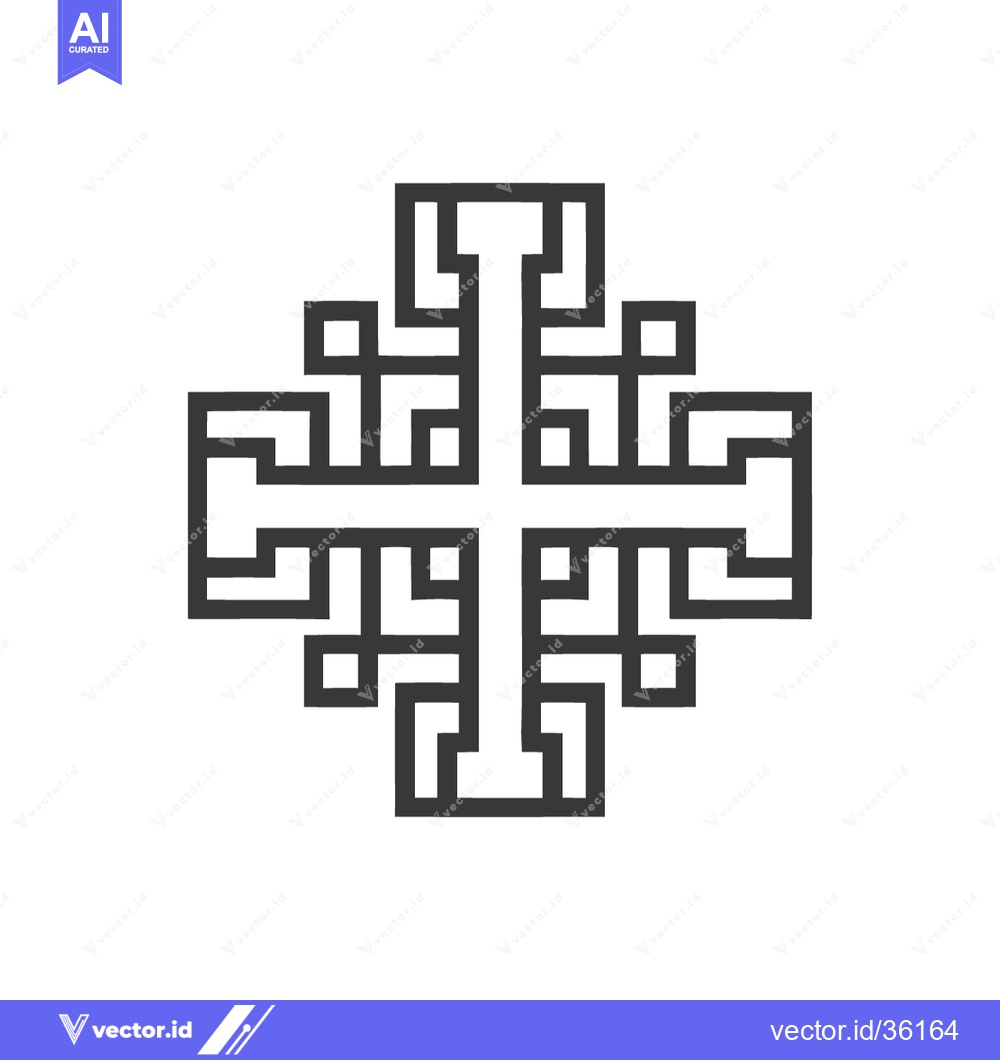 Premium Vector of Jerusalem Cross Icon: Geometric Symbol of Christianity in Minimalist D