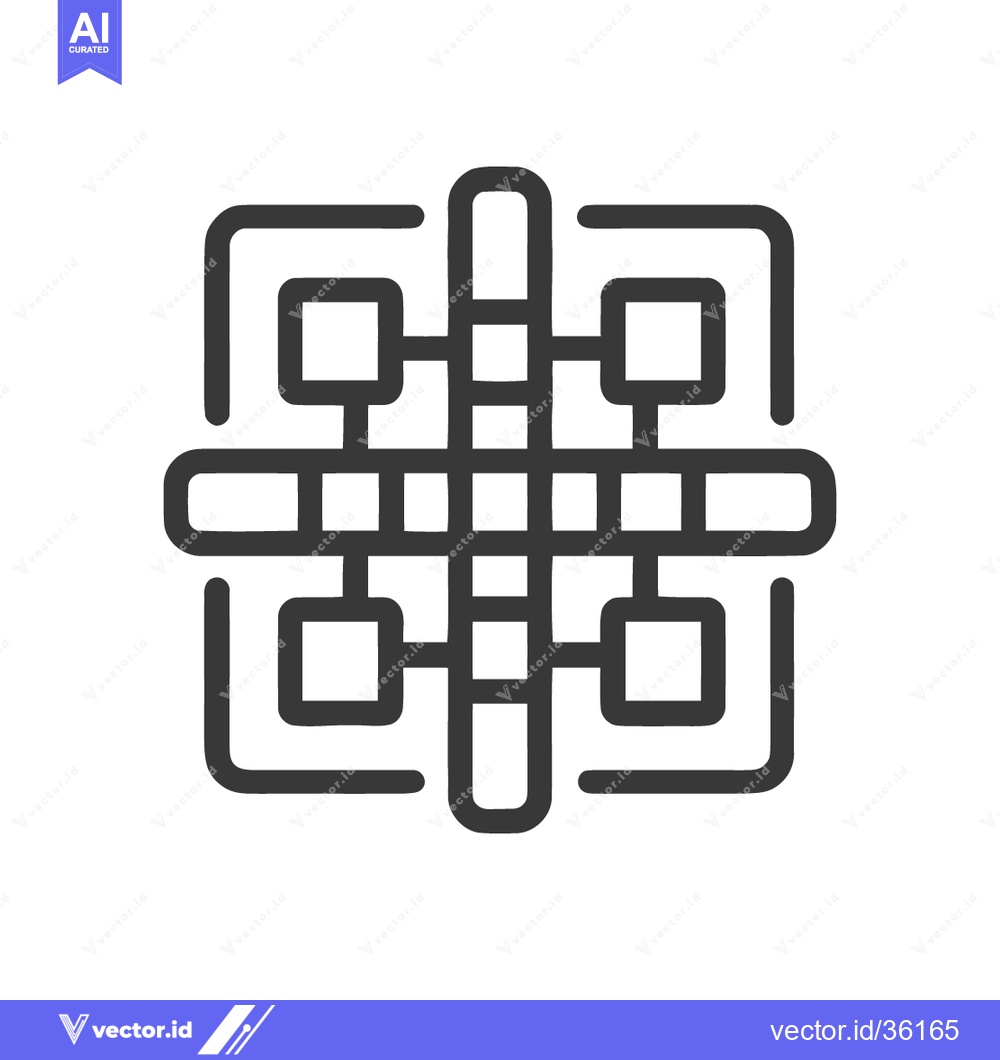Premium Vector of Abstract Square Grid Icon with Rounded Corners and Connecting Lines