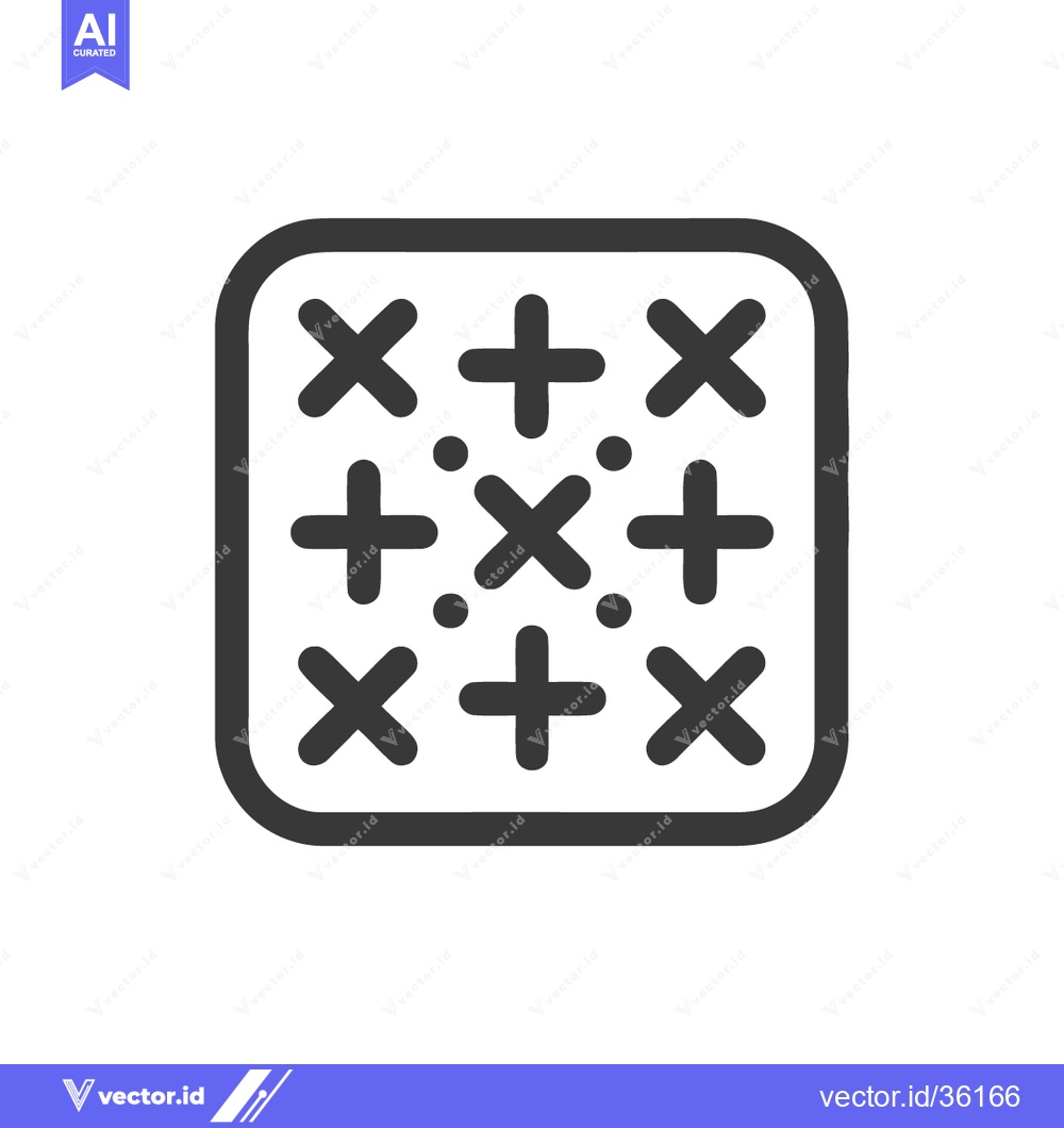 Premium Vector dari Tic-Tac-Toe Board Icon: Simple Grid with Crosses and Dots