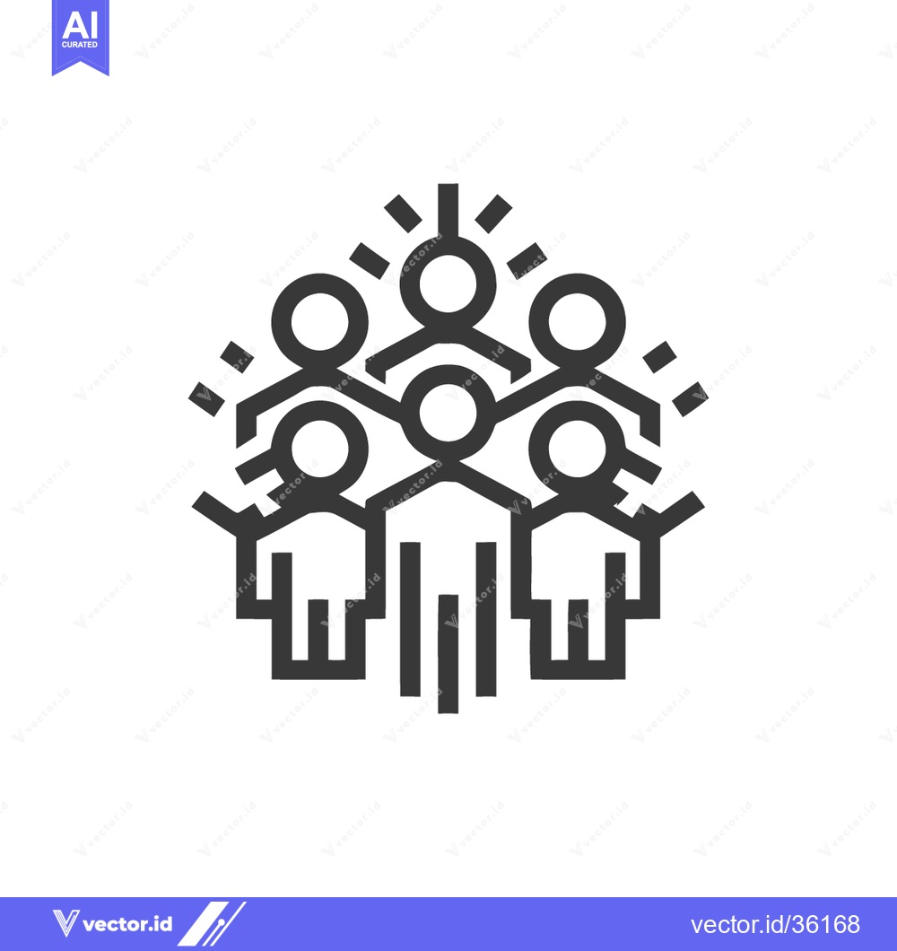 Premium Vector of United Group Icon: Minimalist People Symbol with Radiating Energy