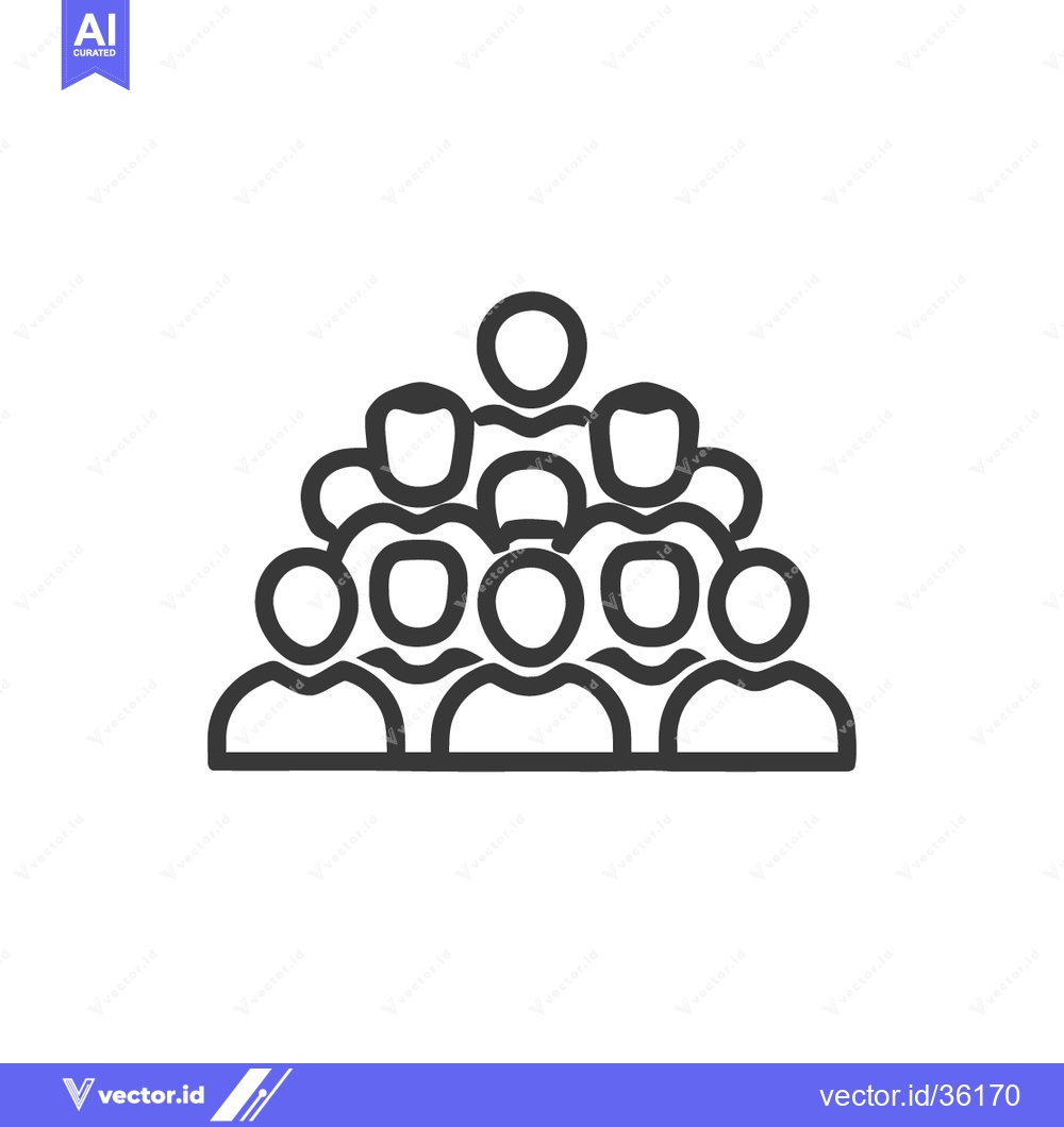 Premium Vector dari Group of People Icon: Minimalist Line Art Representation of Crowd