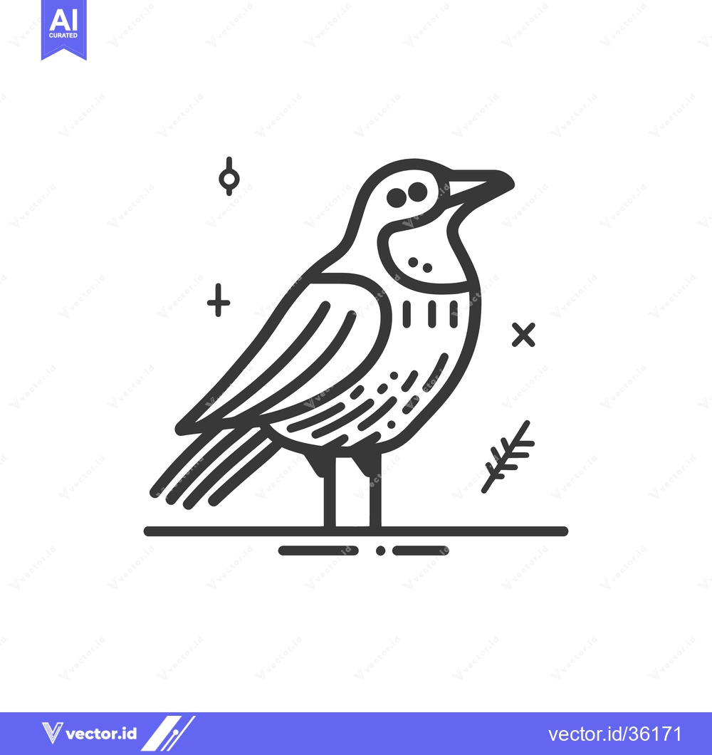 Premium Vector of A stylized illustration depicts a bird with minimalist line art