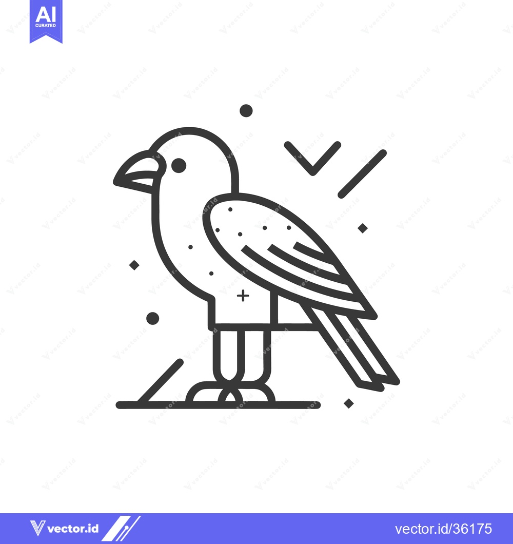 Premium Vector of A stylized black and white illustration of a single bird