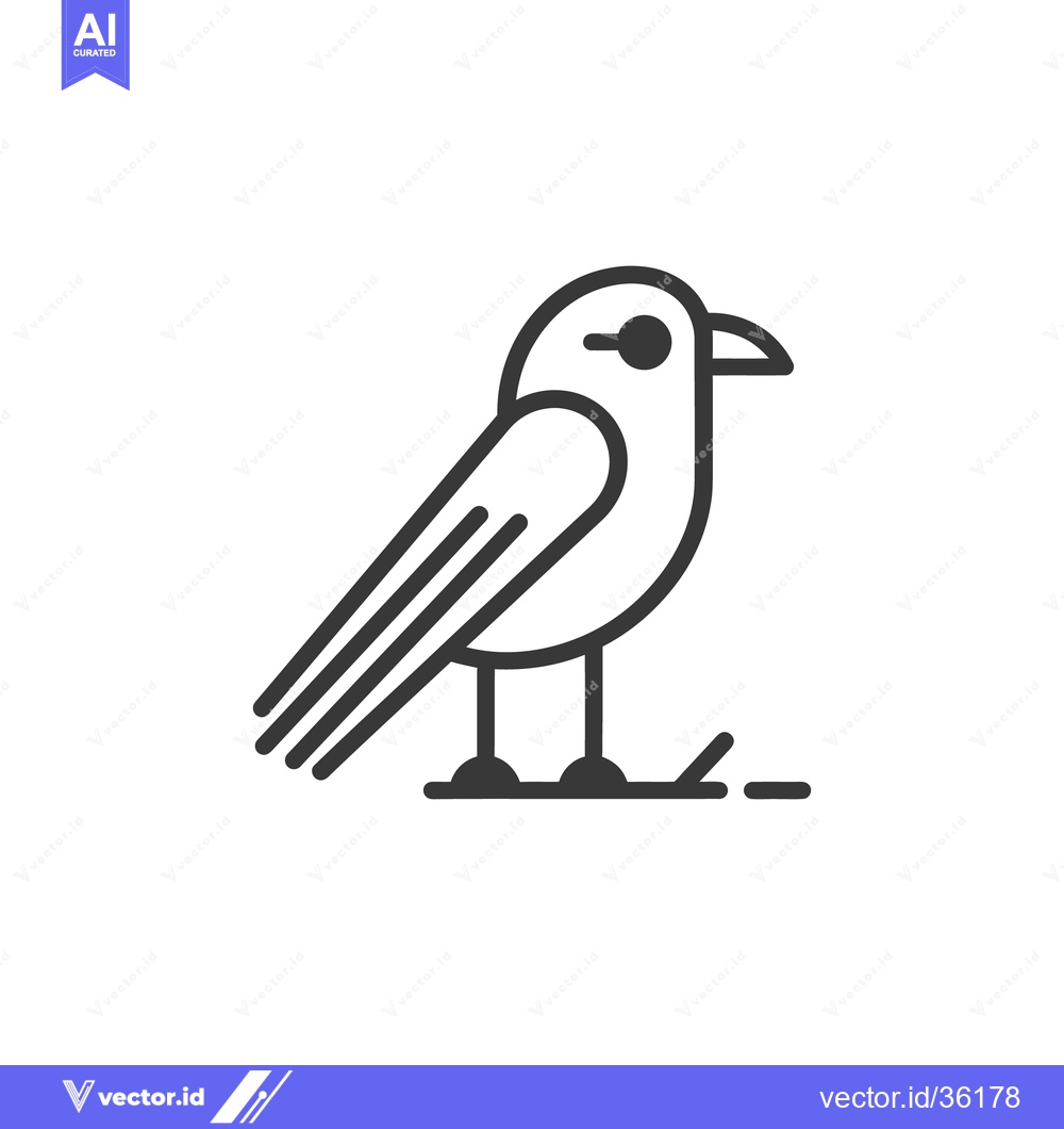 Premium Vector dari A simple linear drawing depicting a small bird creature on a surface