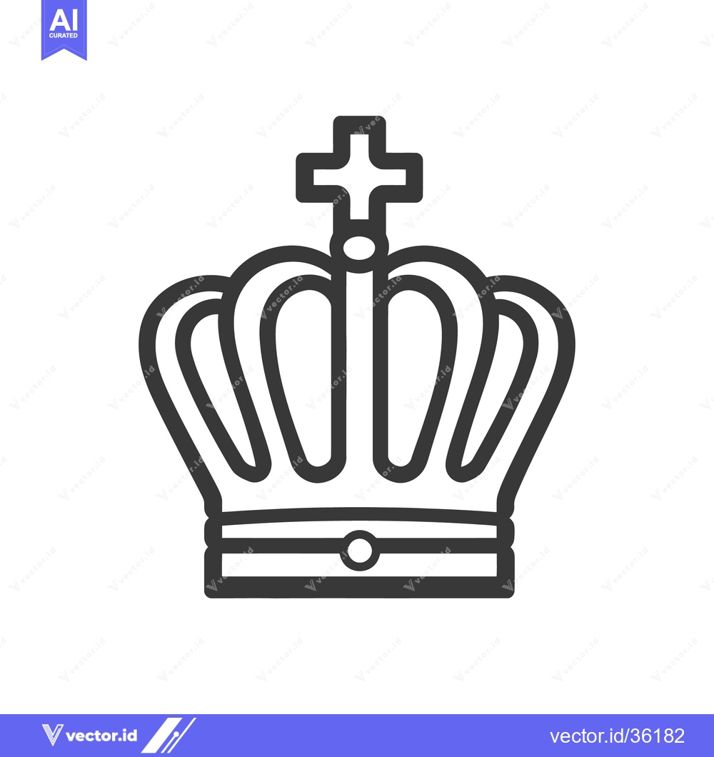 Premium Vector dari A monochrome stylized representation of a regal crown with a cross