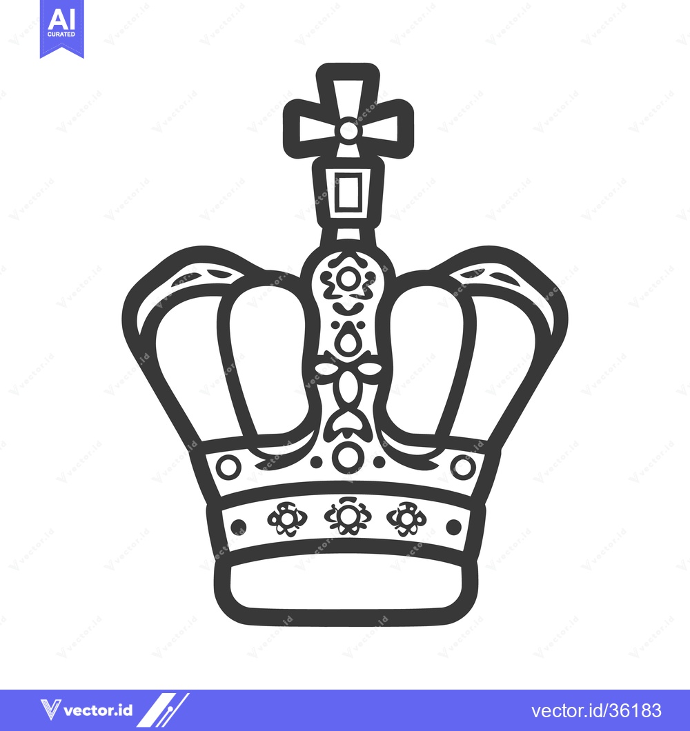 Premium Vector of A Detailed Black and White Illustration of a Royal Crown