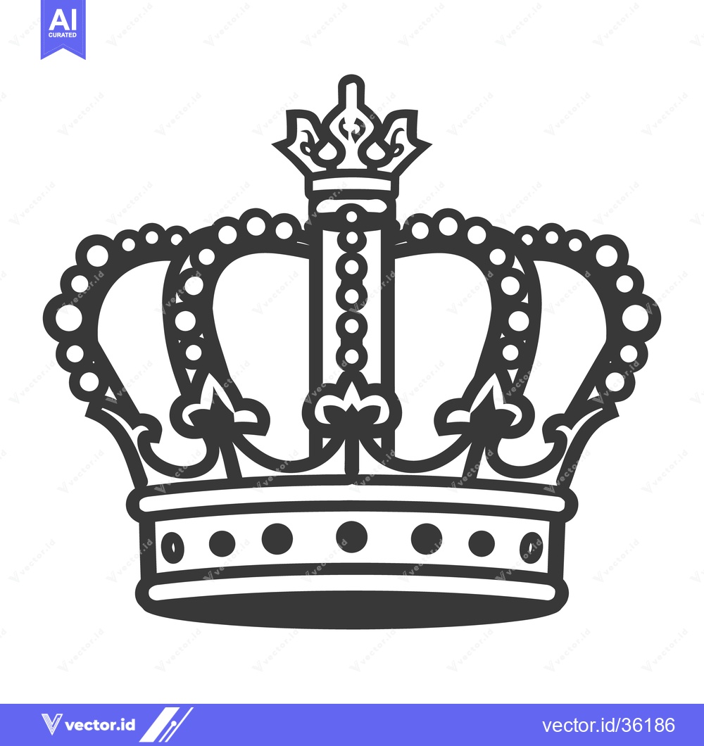Premium Vector of A Detailed Black and White Royal Crown Illustration on White Backgroun