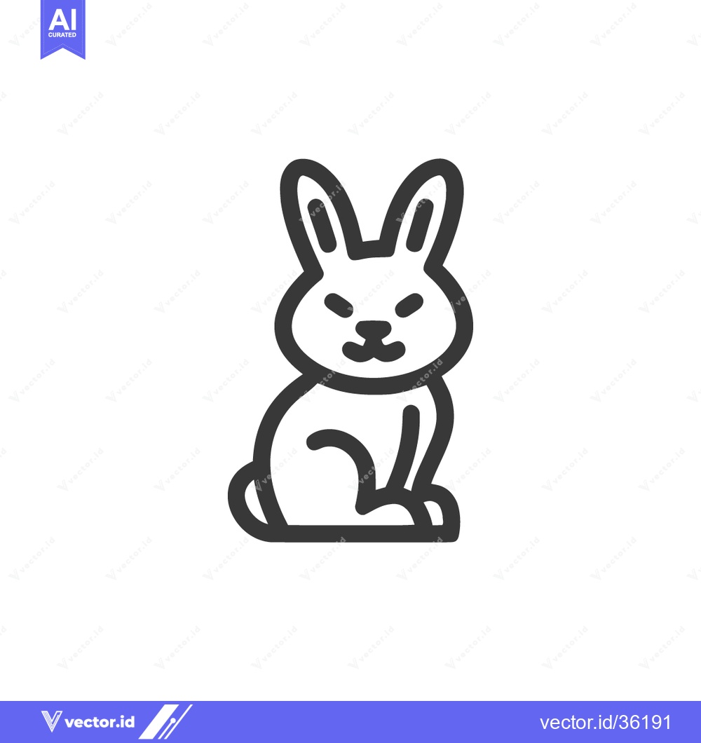 Premium Vector of Minimalist Angry Rabbit Icon: Bold Outline, White Background, Vector I
